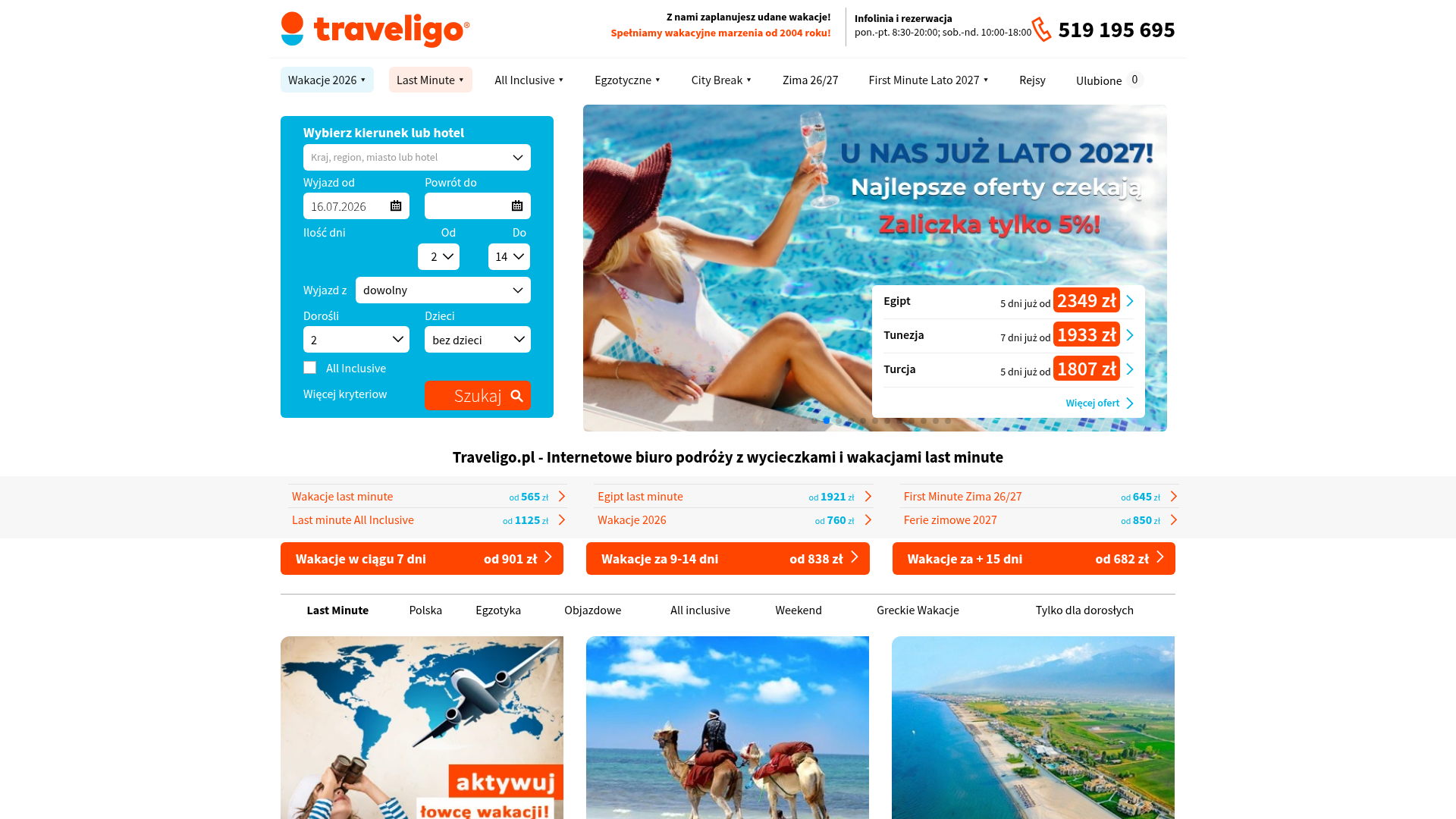 Zrzut ekranu portalu Traveligo.pl (traveligo.pl) — pozycja 12 w rankingu wyszukiwarek wakacji 2026: Multi-agent turystyczny z prostą wyszukiwarką i rzetelnymi opiniami.